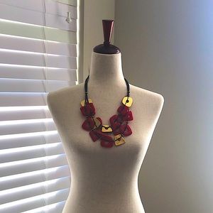 Chicos three strand gold and deep orange necklace- only worn once